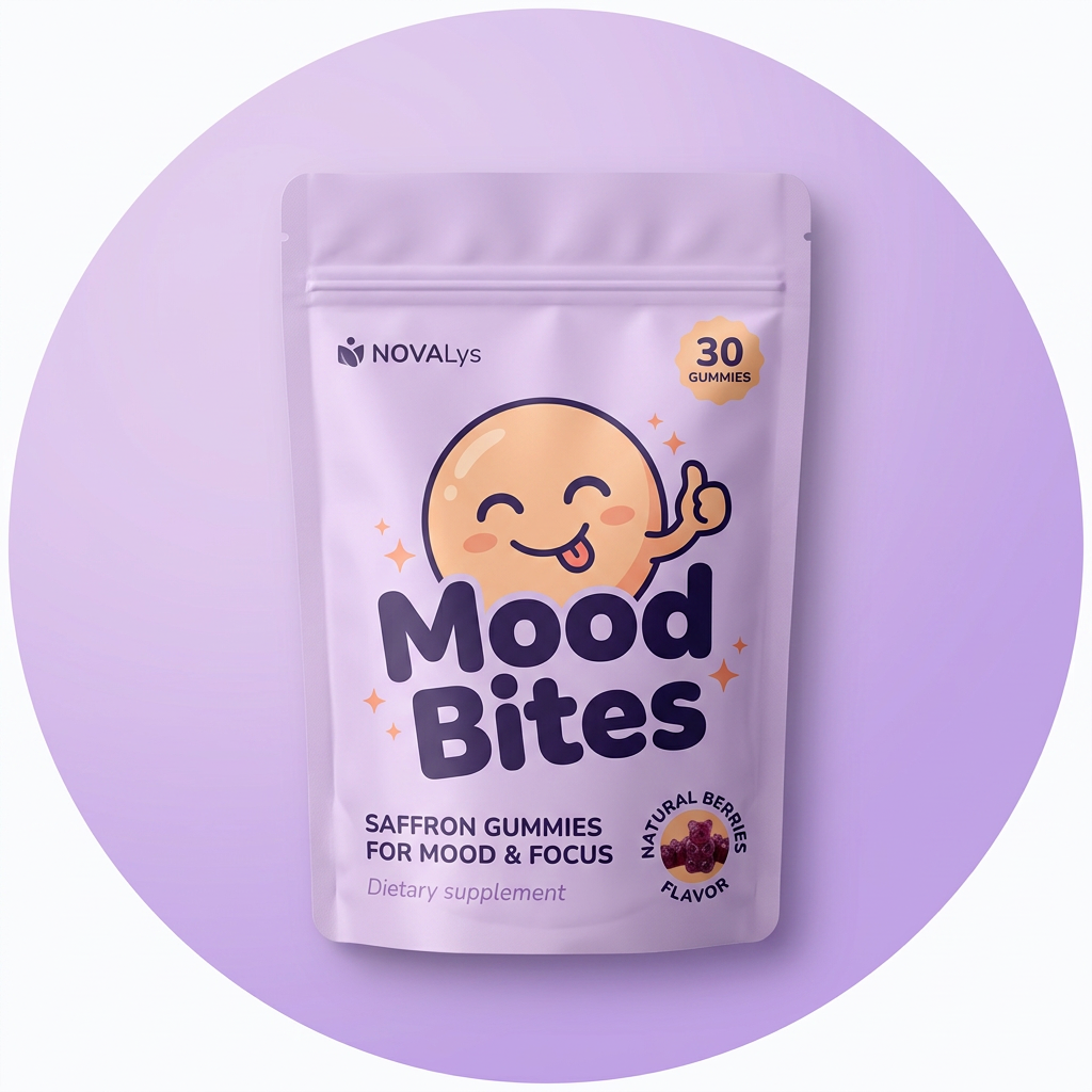 NOVALys™ MoodBites — Saffron Calm Gummies for Kids